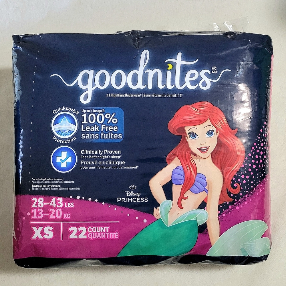 NEW goodnights Nighttime Disney Princess Ariel Pullup Underwear ~ Pack Of 22
